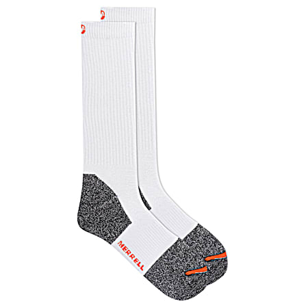 Men's White Cotton Safety Toe Crew Socks - 2 Pk