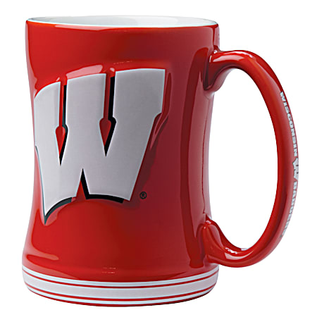 Wisconsin Badgers Red Sculpted Relief Mug