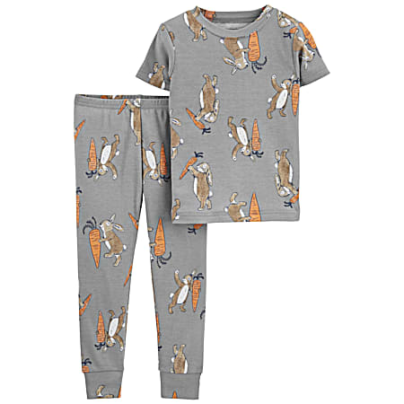 Toddlers Gray Easter Bunny Pajama Set - 2 pc