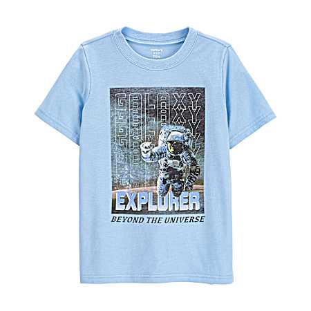 Little Kids' Blue Space Short Sleeve Shirt