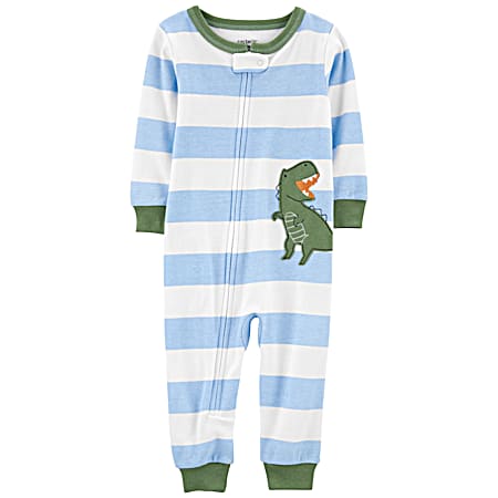 Infant Blue Stripe Dinosaur Zip-Up Sleep & Play