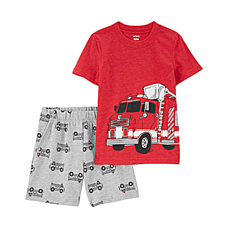 Toddlers Red Firetruck Short Set - 2 pc