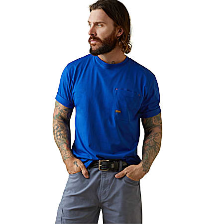 Men's Royal Blue USA Workman Logo Short Sleeve Shirt