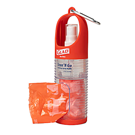 Clean & Go Waste Bag Dispenser + Sanitizing Spray - 15 Ct