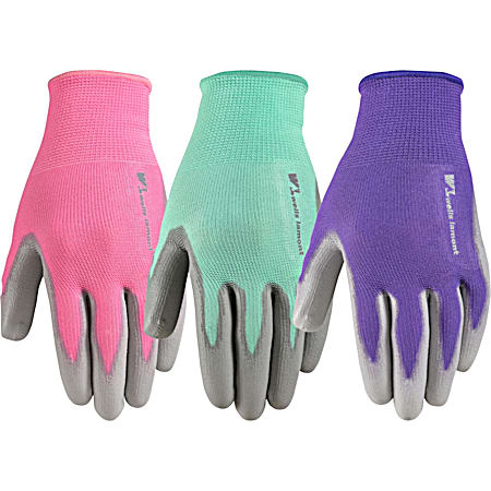 Ladies' PU Coated Grip Gloves - 3 Pk