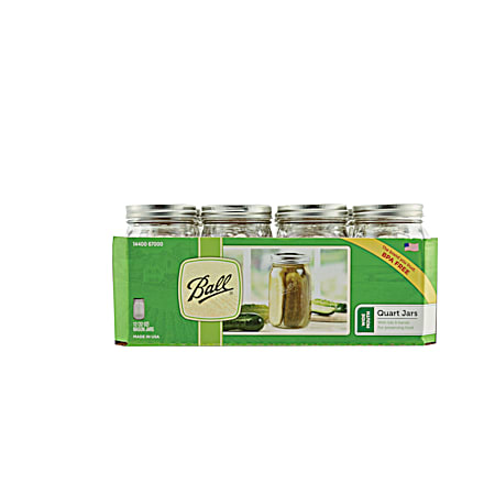 Quart Clear Wide Mouth Glass Canning Jars - 12 Pk