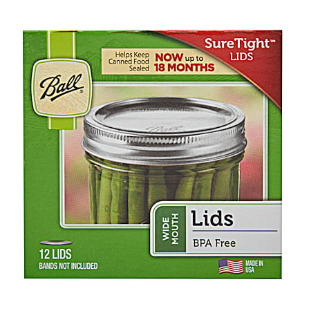 Wide Mouth Canning Jar Lids - 12 Pk