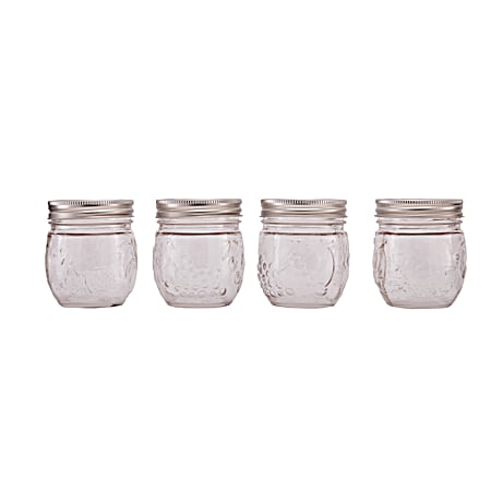 Collection Elite Design Series Half Pint Clear Regular Mouth Glass Canning Jars - 4 Pk