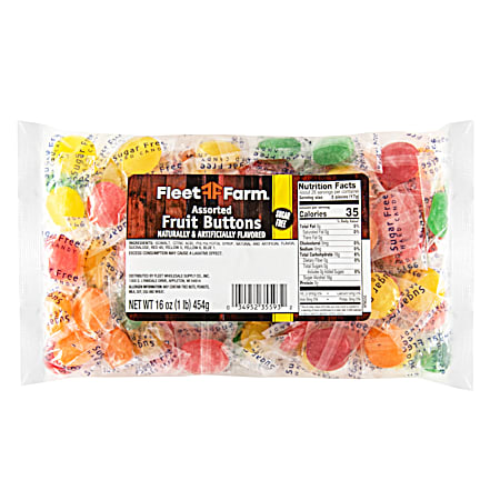 16 oz Sugar Free Assorted Fruit Flavor Hard Candy Discs