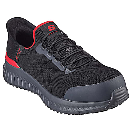 For Work Men's Tilido Black/Red Slip Resistant Athletic Steel Toe Shoes