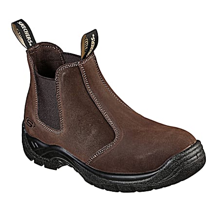 For Work Men's Brown Tapter Slip-On Steel Toe Boots