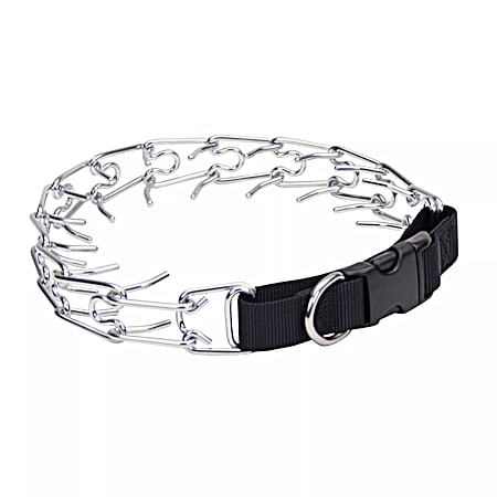 Black/Silver Easy-On Prong Training Collar w/ Buckle