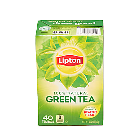 Pure Green Tea 100% Natural Tea Bags - 40 Ct