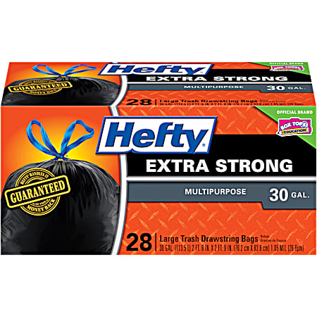 30 Gal. Extra Strong Large Drawstring Trash Bags - 28 ct