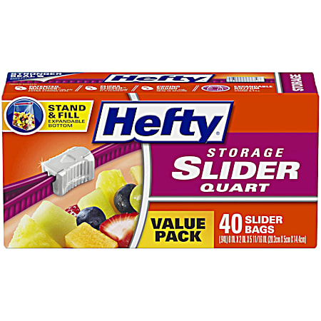 Hefty 1 qt Storage Slider Bag - 40 Ct
