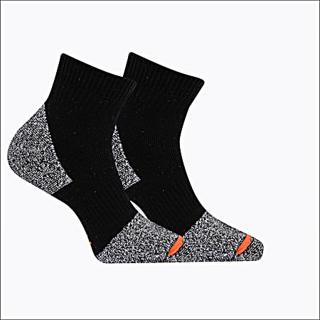 Men's Black Cotton Safety Toe Quarter Socks - 2 Pk