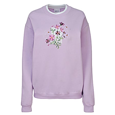 Women's Traditional Spring Lavender/White Cosmos Field Sweatshirt