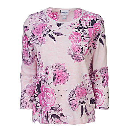 Women's Traditional Spring Pink Hydrangea Dreams Print Shirt