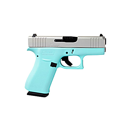 9mm Glock 43X Robin's Egg Blue/Silver 10-Round Pistol