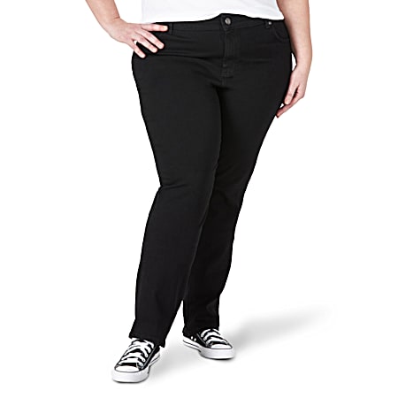 Women's Black Onyx Stretch Relaxed Fit Straight Leg Jeans
