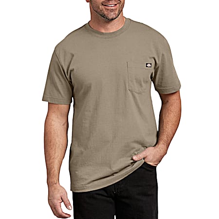 Dickies Men's Big & Tall Heavyweight Desert Sand Crew Neck Short Sleeve Pocket T-Shirt