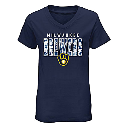 Youth Milwaukee Brewers Navy Cotton Short Sleeve Tee