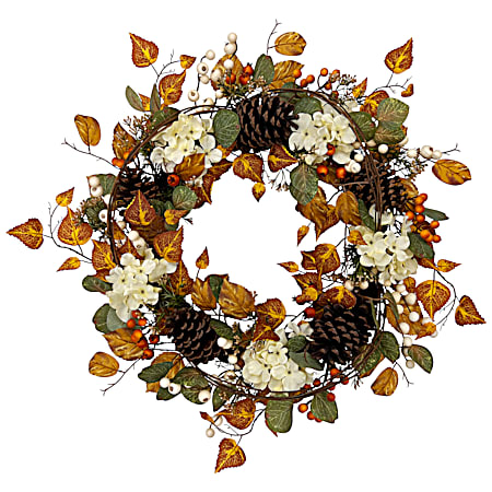 24 in Hydrangea/Berry/Pinecone Grapevine Wreath