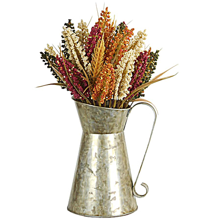 Heather & Wheat in Tin Pitcher
