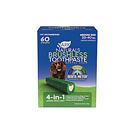 Medium Brushless Toothpaste Dental Chews for Dogs Value Pack - 60 Ct