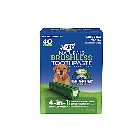 Large Brushless Toothpaste Dental Chews for Dogs Value Pack - 40 Ct