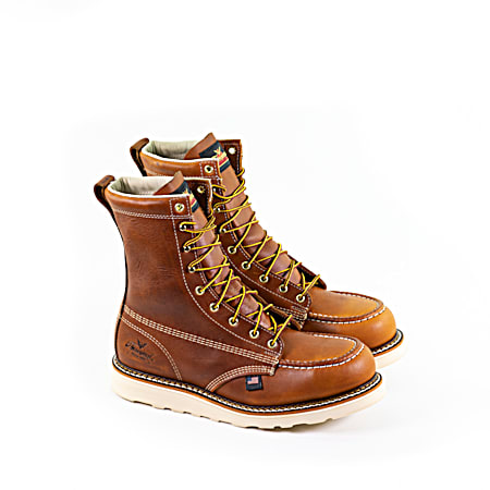 Men's American Heritage 8 In Tobacco Leather Crazyhorse Moc Safety Toe Boots