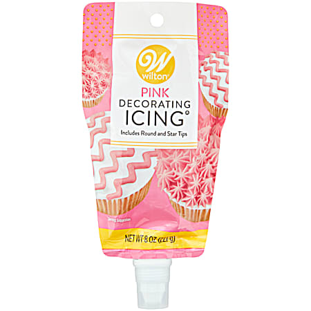 8 oz Pink Decorating Icing Pouch w/ Tips