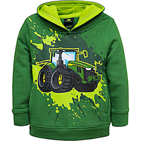 Toddler Boys' Green Splash Tractor Fleece Hoodie