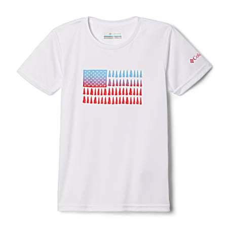 Girls' White/Patriotic Mirror Creek Short Sleeve Shirt