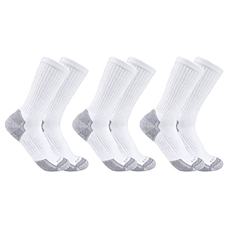 Men's White All-Season Cotton Crew Sock - 3 Pk