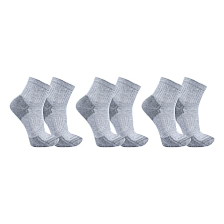Men's Grey Quarter Cotton Work Sock - 3 Pk