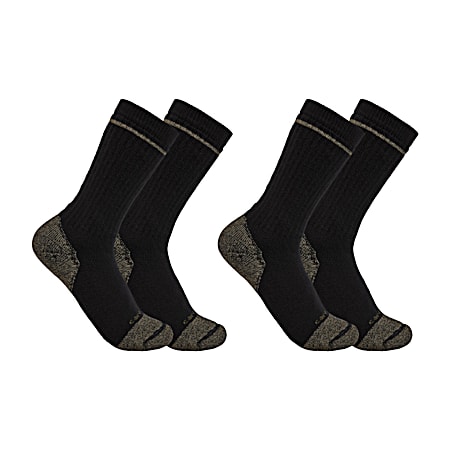 Men's Black Cushion Steel Toe Work Socks - 2 Pk