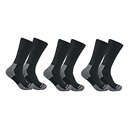 Men's Black Comfort Stretch Work Crew Socks 3 Pk