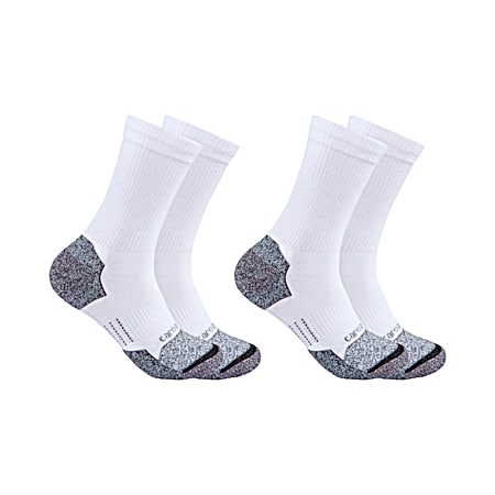 Adult Force Steel Toe White Crew Socks - 2 Pk