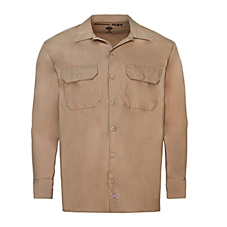Men's FLEX Button Front Long Sleeve Twill Work Shirt