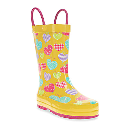 Kids' Pink Flutter Hearts Rain Boots