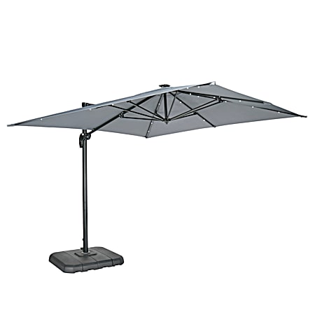 11 ft Grey Deluxe Square Offset Umbrella w/ Base