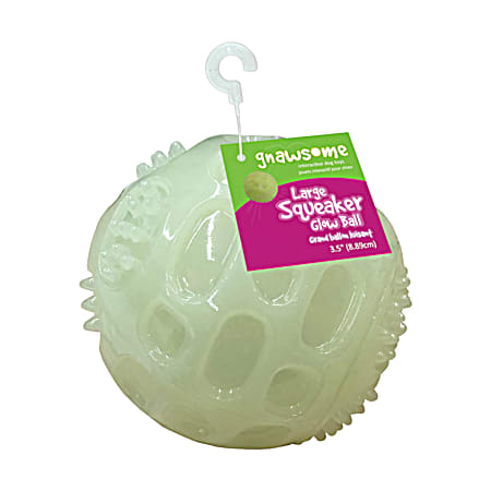 3.5 in Large Spikey Glow-in-the-Dark Squeaker Ball Dog Toy