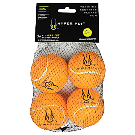 Orange Tennis Balls Dog Toys - 4 Pk