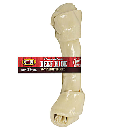 10-11 in Premium Grade Beef Hide (Rawhide) Knotted Bone