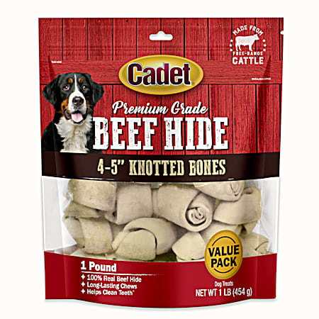10-11 in Knotted Rawhide Bones Dog Chews - 1 lb