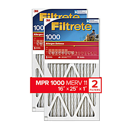 16 in x 25 in x 1 in Micro Allergen Reduction Filter - 2 Pk