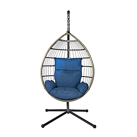 Lakeville Navy Hanging Wicker Chair