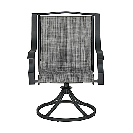 Hudson Grey Oversized Padded Sling Swivel Chairs - Set of 2