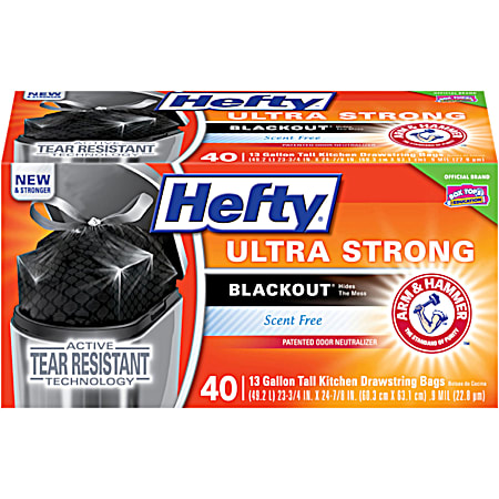 13 Gal. Ultra-Strong Blackout Trash Bags - 40 ct